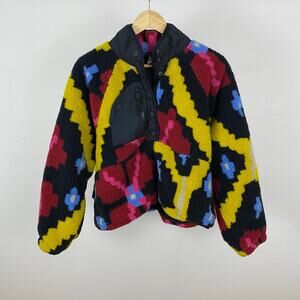 Free People Hit The Slopes Printed Fleece Pullover - Moroccan Night Combo - S